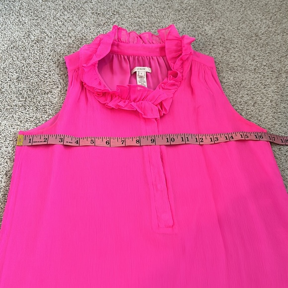 🌟J. Crew Hot Pink Crepe Ruffle Neck Blouse, 0.🌟 - Picture 7 of 12